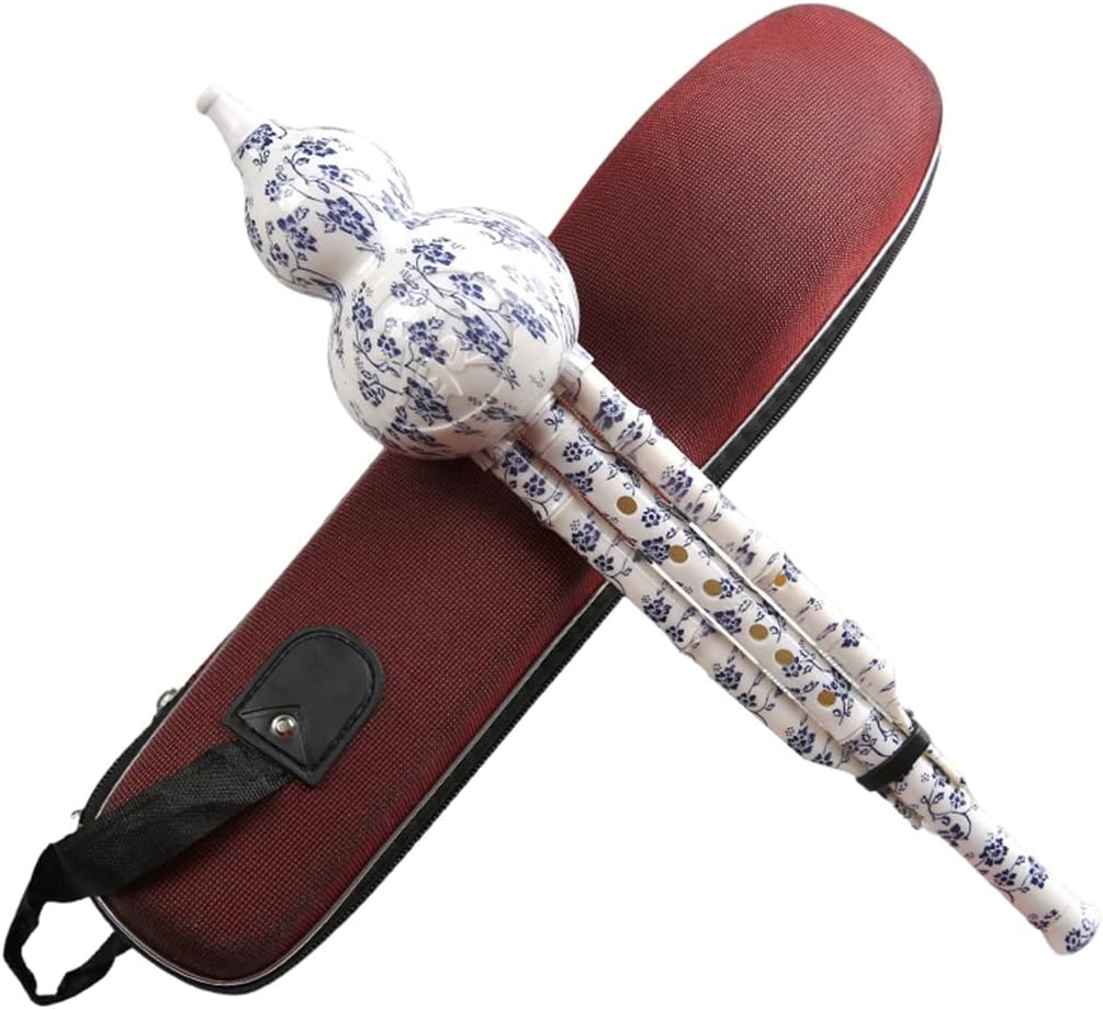 Flutes Musical Instruments Chinese Cucurbit Hulusi Gourd Flauta Hulusi C/Bb Tone Hulusi Folk Musical Instrument,Easy to Learn,Gift for Family and Friends (Color : Blue, Size : C-Key)