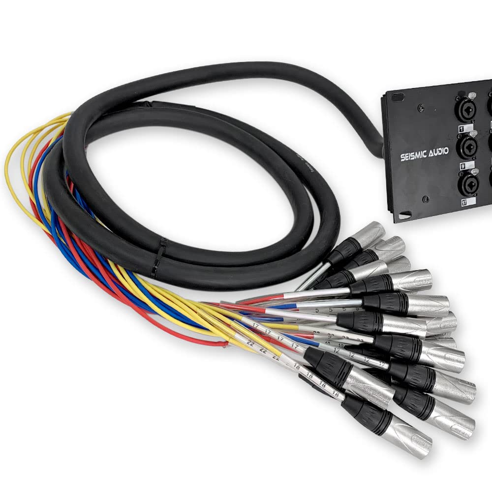 Seismic Audio SARMSS-24x310-24 Channel XLR TRS Combo Splitter Snake Cable - 3' and 10' XLR Trunks
