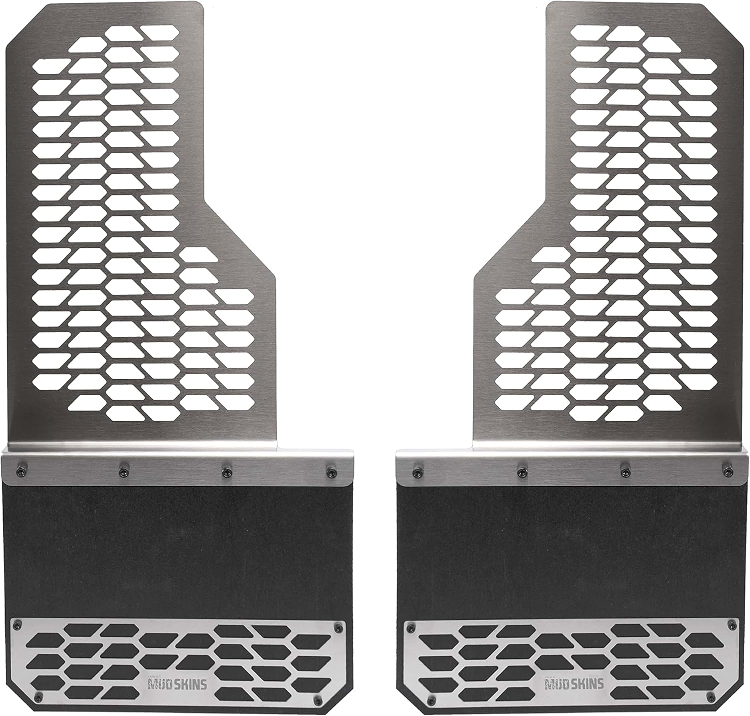 Putco Brushed Stainless Steel HEX Steel Mud Skins - Front Pair - Fits Ford F-150 2015-2023