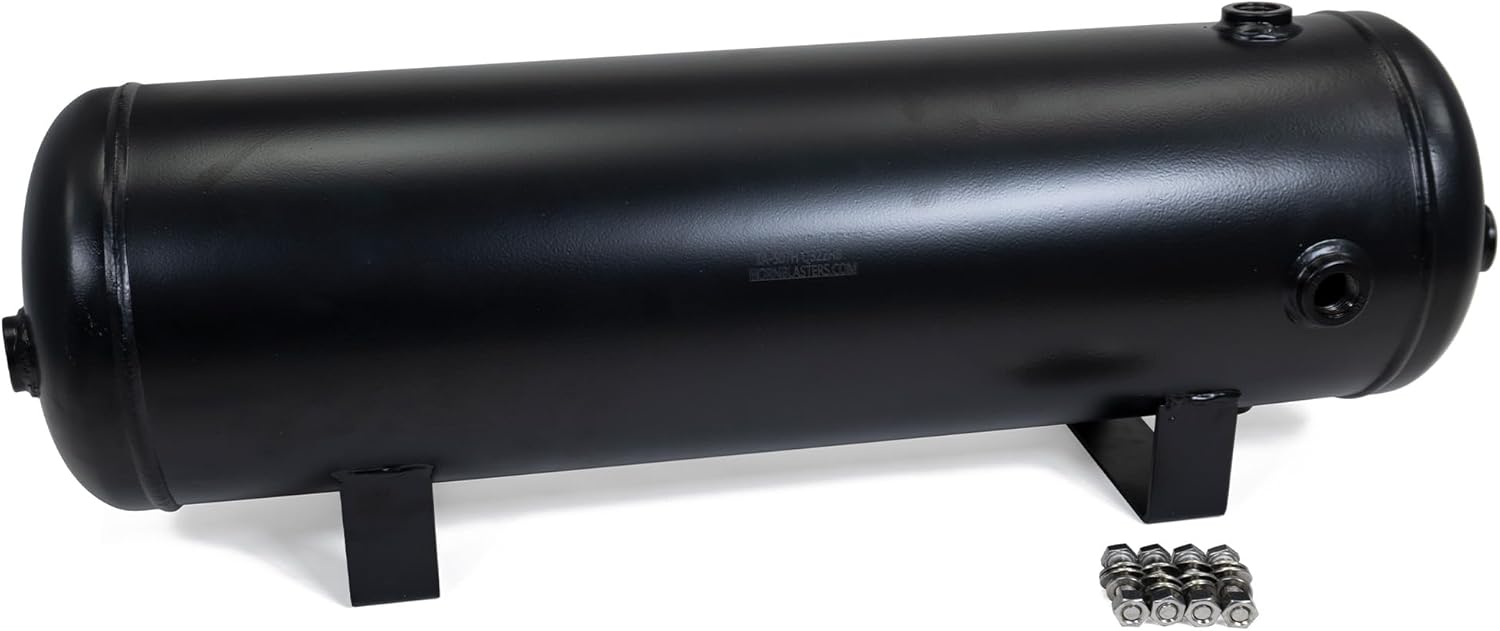 HornBlasters 5-Gallon (19 Liters) 7 Port Steel Air Tank - Powdercoated Black - Seven 1/2