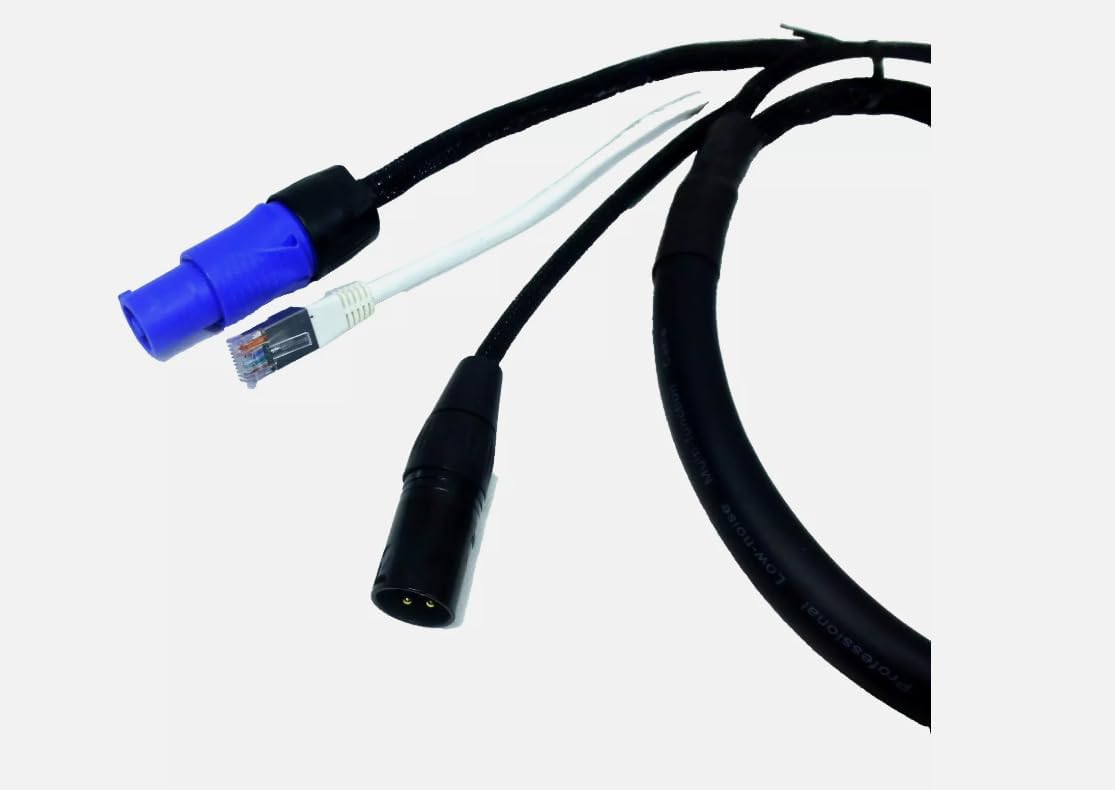 LASE 12 Ft TRIAMESE Power Audio Data Combo Cable for Line Array Powered Speaker