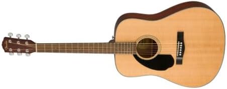 Fender Left-Handed Acoustic Guitar, CD-60S, with 2-Year Warranty, Dreadnought Classic Design with Rounded Walnut Fingerboard and Phosphor Bronze Strings, Glossed Natural Finish, Mahogany Construction
