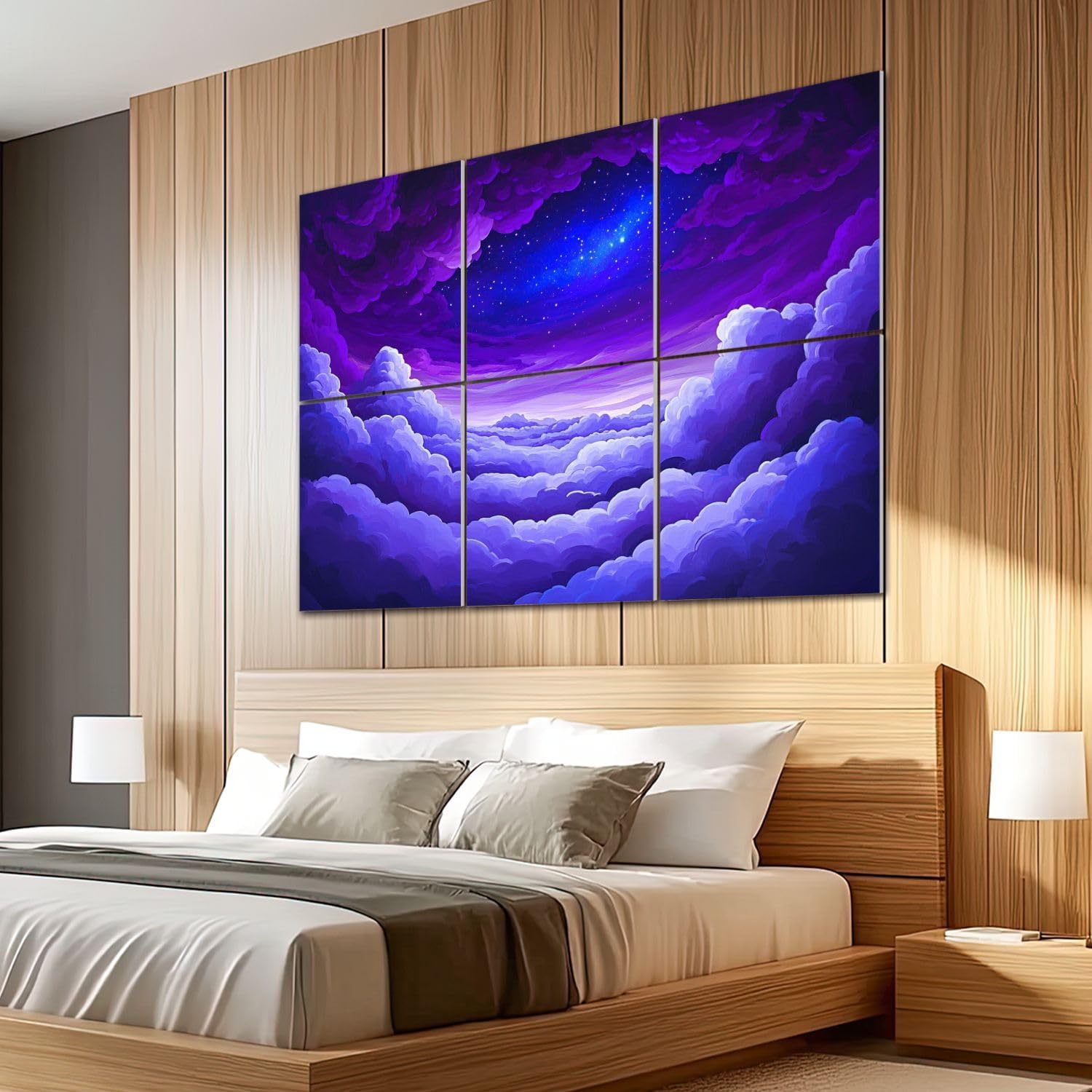 6 Pack Art Acoustic Panels Sound Absorbing Galaxy Starry Cloud Formations Starlit Dreamscape Cosmic Elements Decorative Soundproof Wall Panels Self Adhesive for Recording Studios Office 72