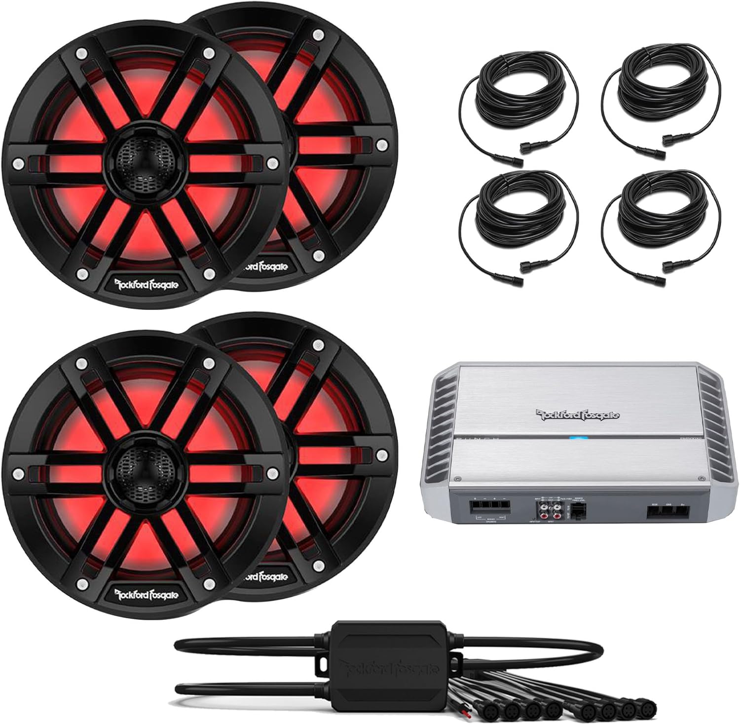 Rockford Fosgate PM500X2 2 Channel Marine Amplifier with 2 Pairs M1-8B M1 Series 8