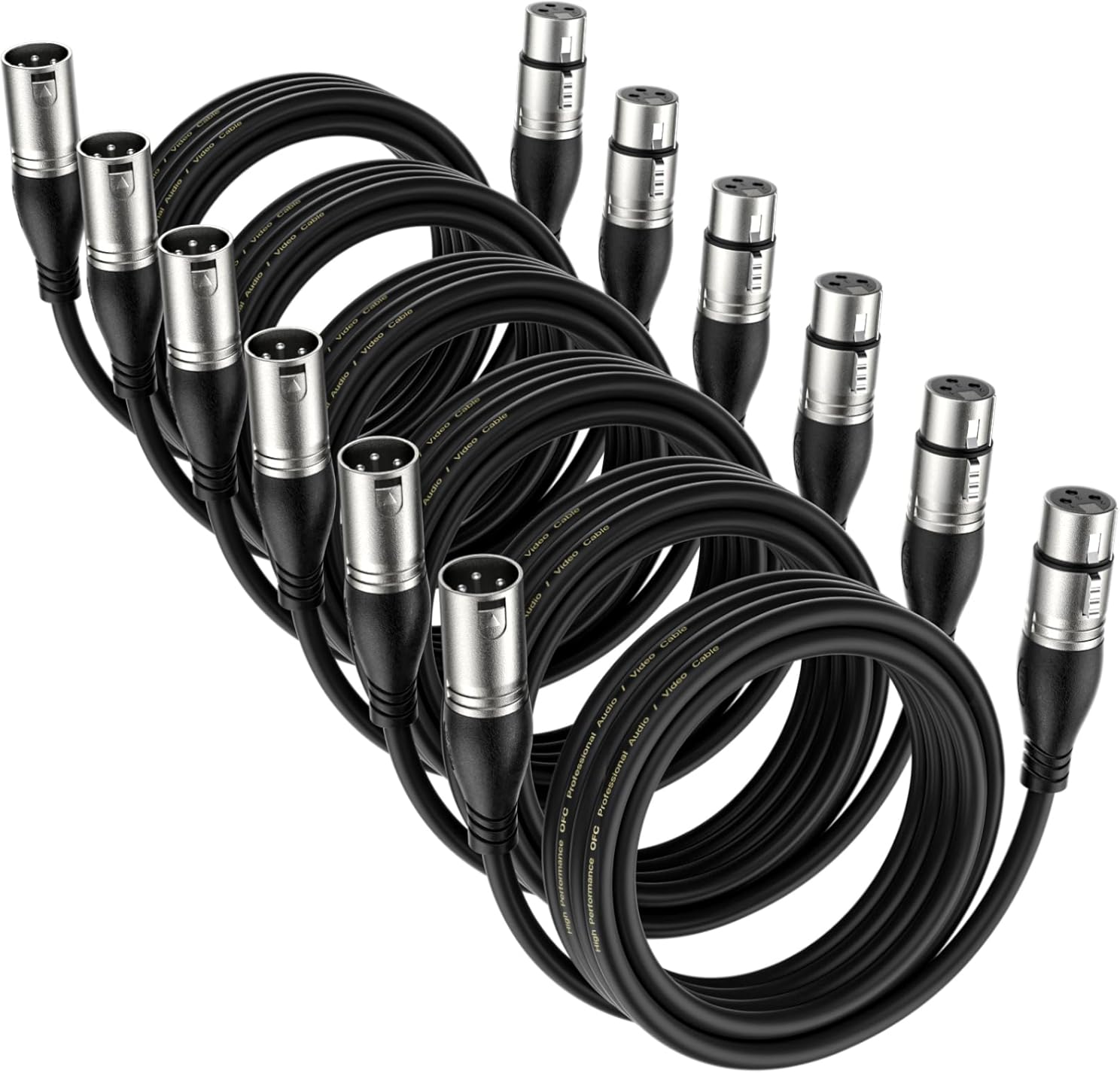 EBXYA XLR Cable 25ft 6 Packs - Premium Balanced Microphone Cable with 3-Pin XLR Male to Female Mic Speaker Cable, Black