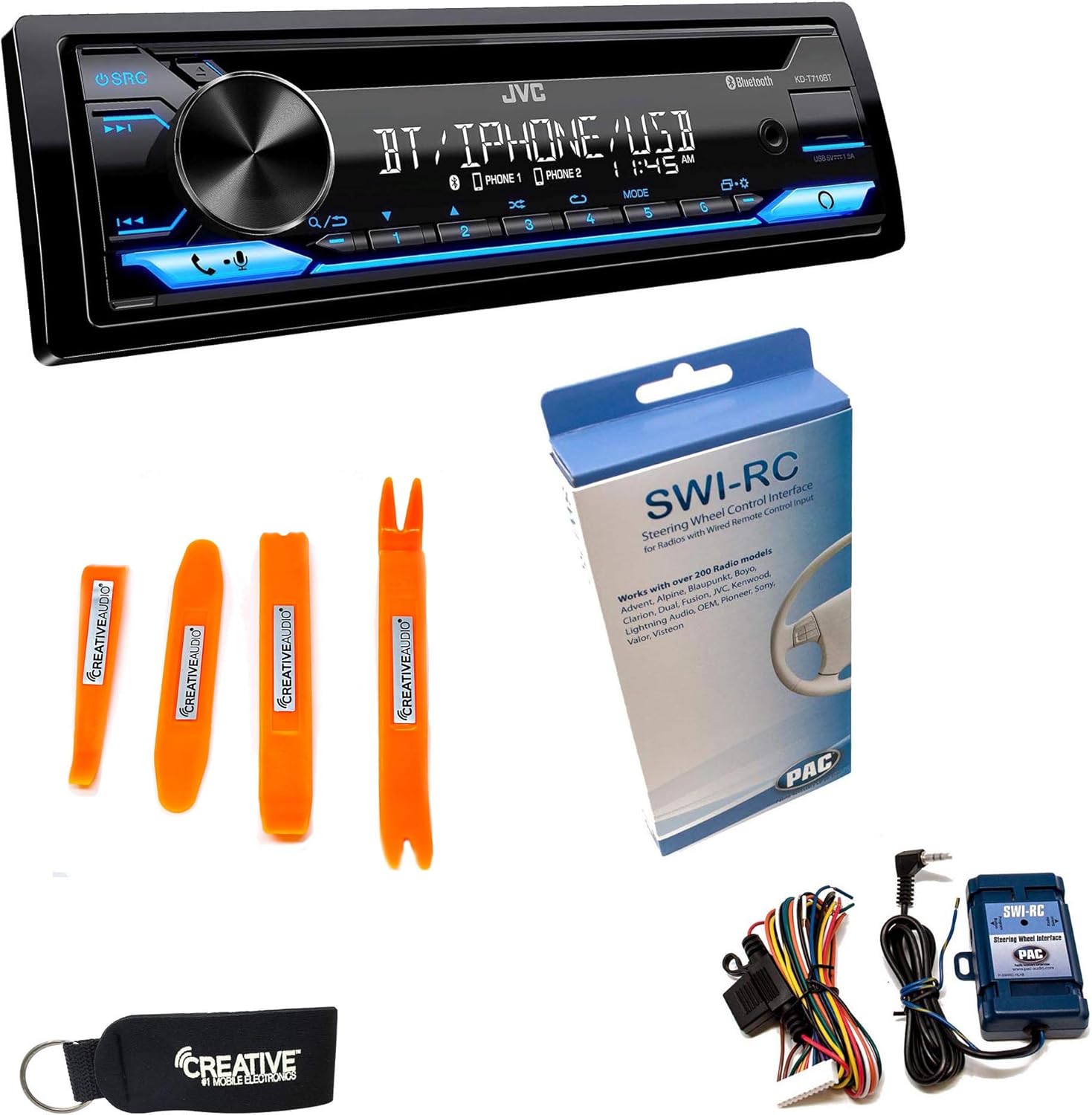 JVC KD-T710BT - CD Receiver Featuring Bluetooth, Front USB, AUX, Amazon Alexa + Swi-RC Steering Wheel Control Interface