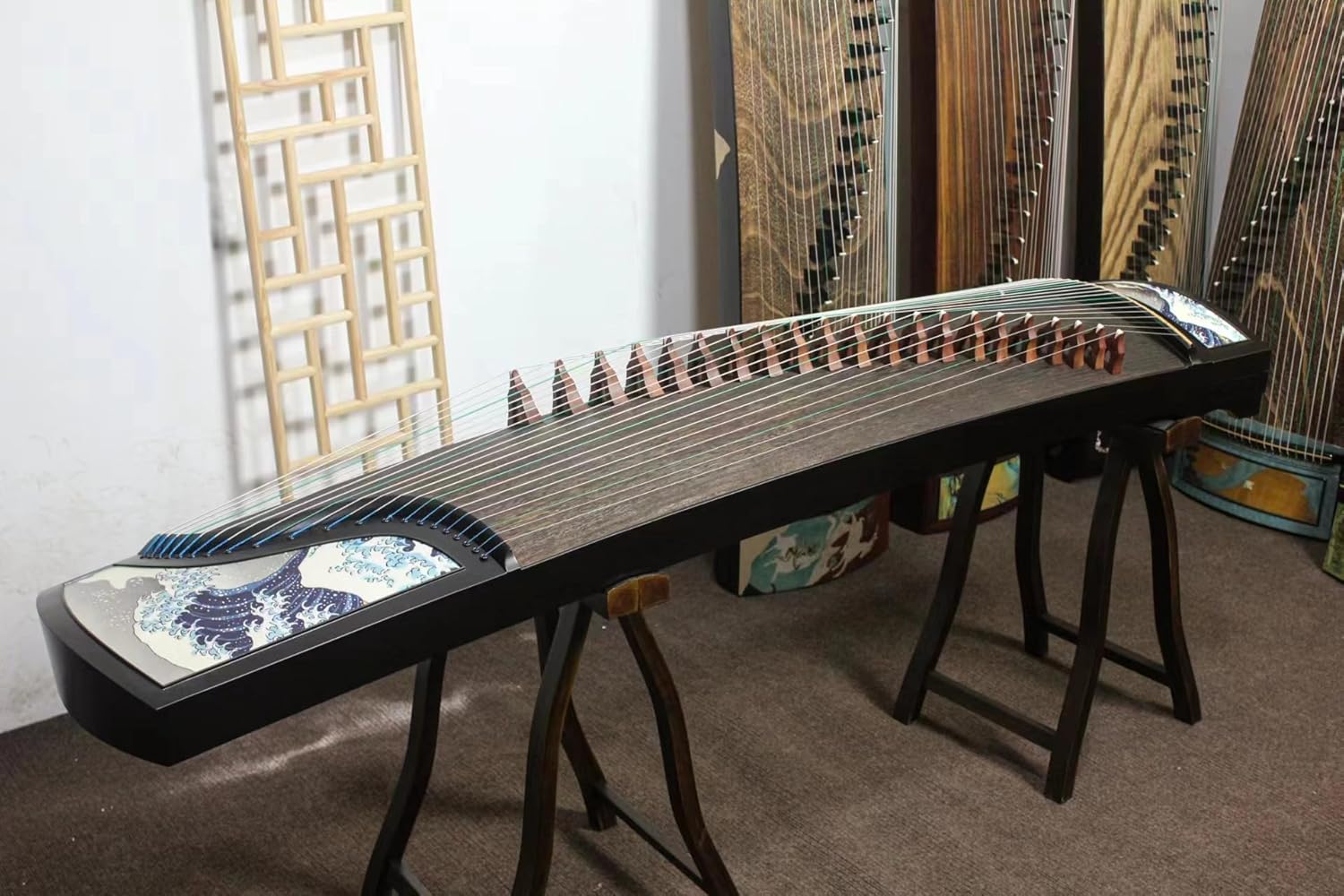 LANDTOM Selected Professional Level Ebony Guzheng (163cm) for Adults/Children/Senior/Intermediate/Beginner
