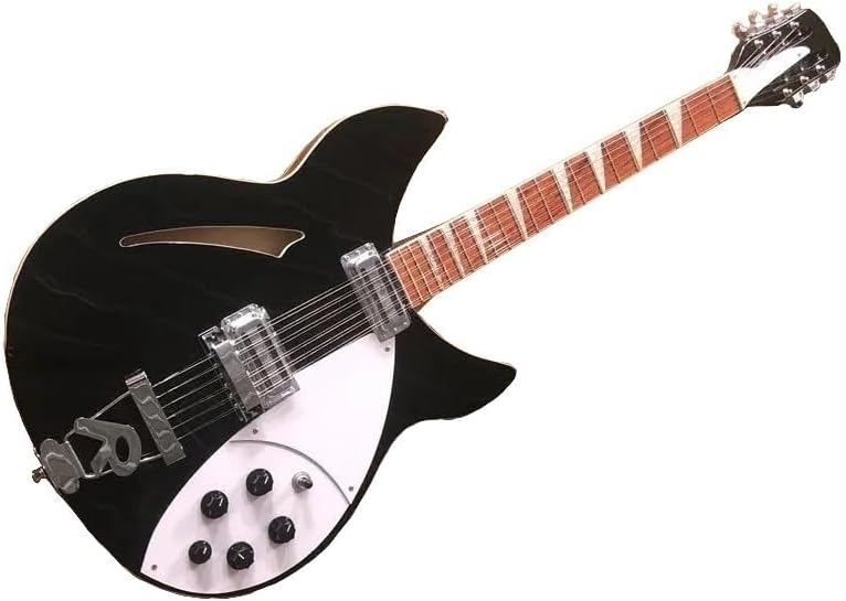 360 Style Black 12-String Semi-Hollow Electric Guitar - 21 Frets