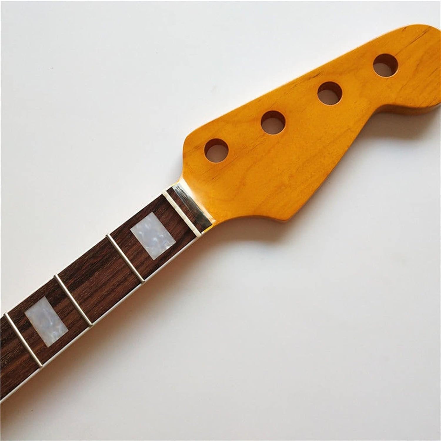 TSTS Maple 20 Frets Bass Guitar Neck Part 4 String Rosewood Fingerboard 34 Inch Yellow Guitar ​Neck Replacement