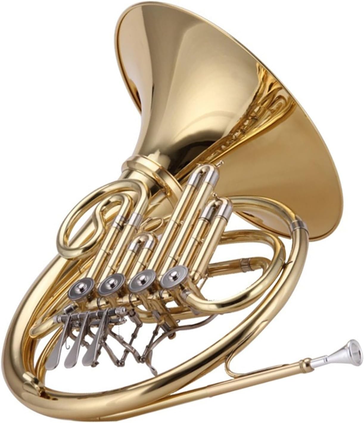 French Horn B flat key beginner 4 key single row lacquered gold instrument