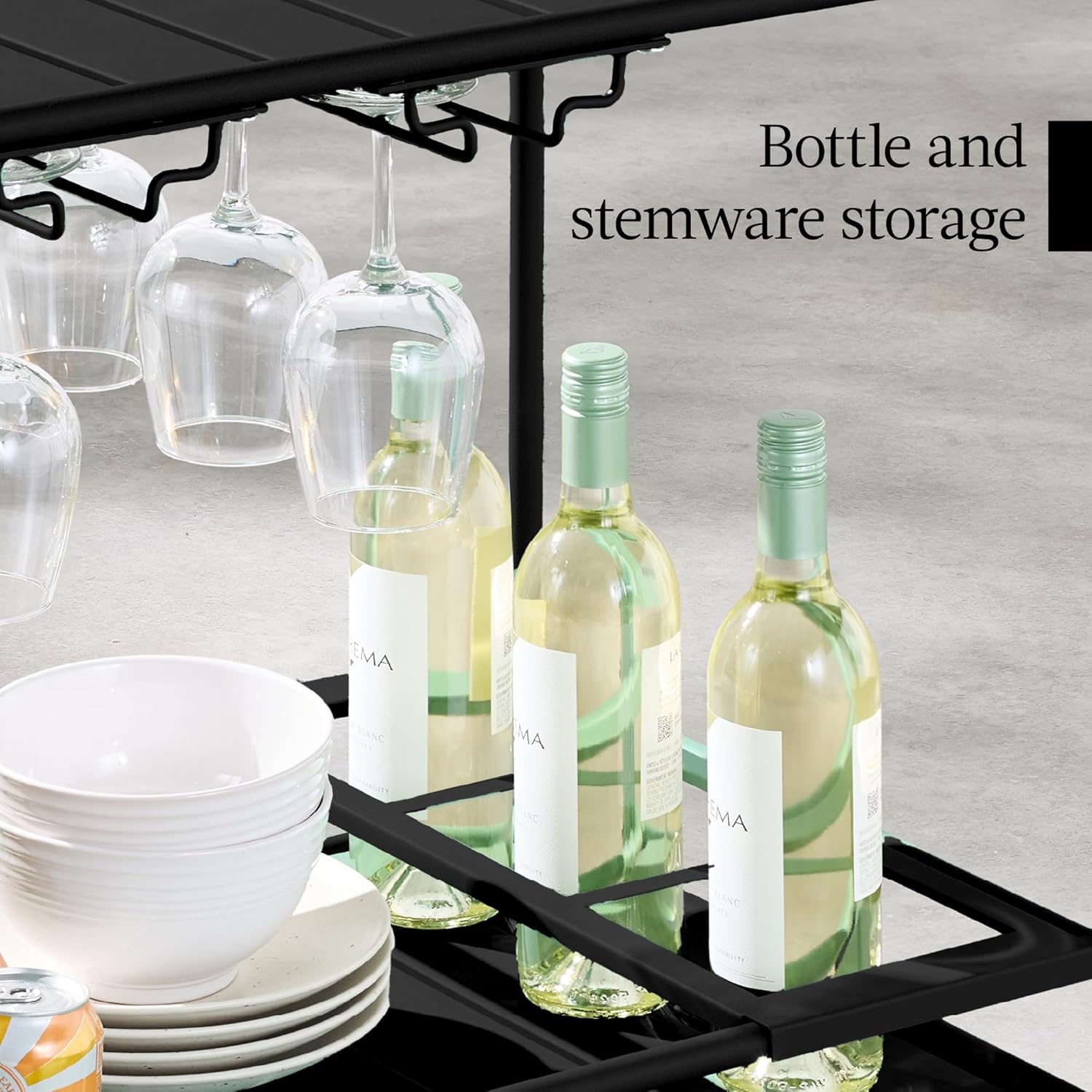 Best Choice Products Rolling Bar Cart, Mobile Home Bar Serving Cart, Serving Station w/ 2 Tier Shelves, Wine Rack, Lockable Wheels - Black