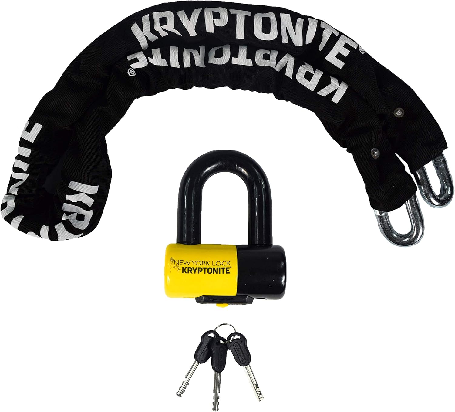 Kryptonite New York Legend 1515 Bike Chain Lock, 5 Feet Long 14.5mm Steel Chain 14.7 Pounds Heavy Duty Anti-Theft Bicycle Chain Lock with Keys, 10/10 Security Rating for E-Bike, Motorcycle, E-Scooter
