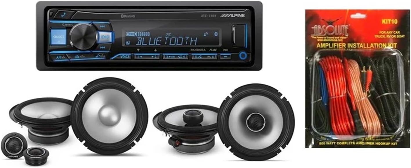 Alpine UTE-73BT in-Dash Digital Media Receiver Bluetooth & S2-S65C 6.5