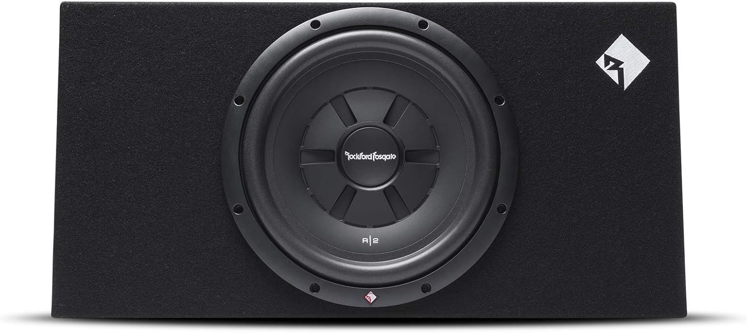 Rockford Fosgate Prime R2S-1X12 Single R2S Slim 12” Shallow Subwoofer Loaded in a Wedge Enclosure with 250 Watts RMS / 500 Watts Max