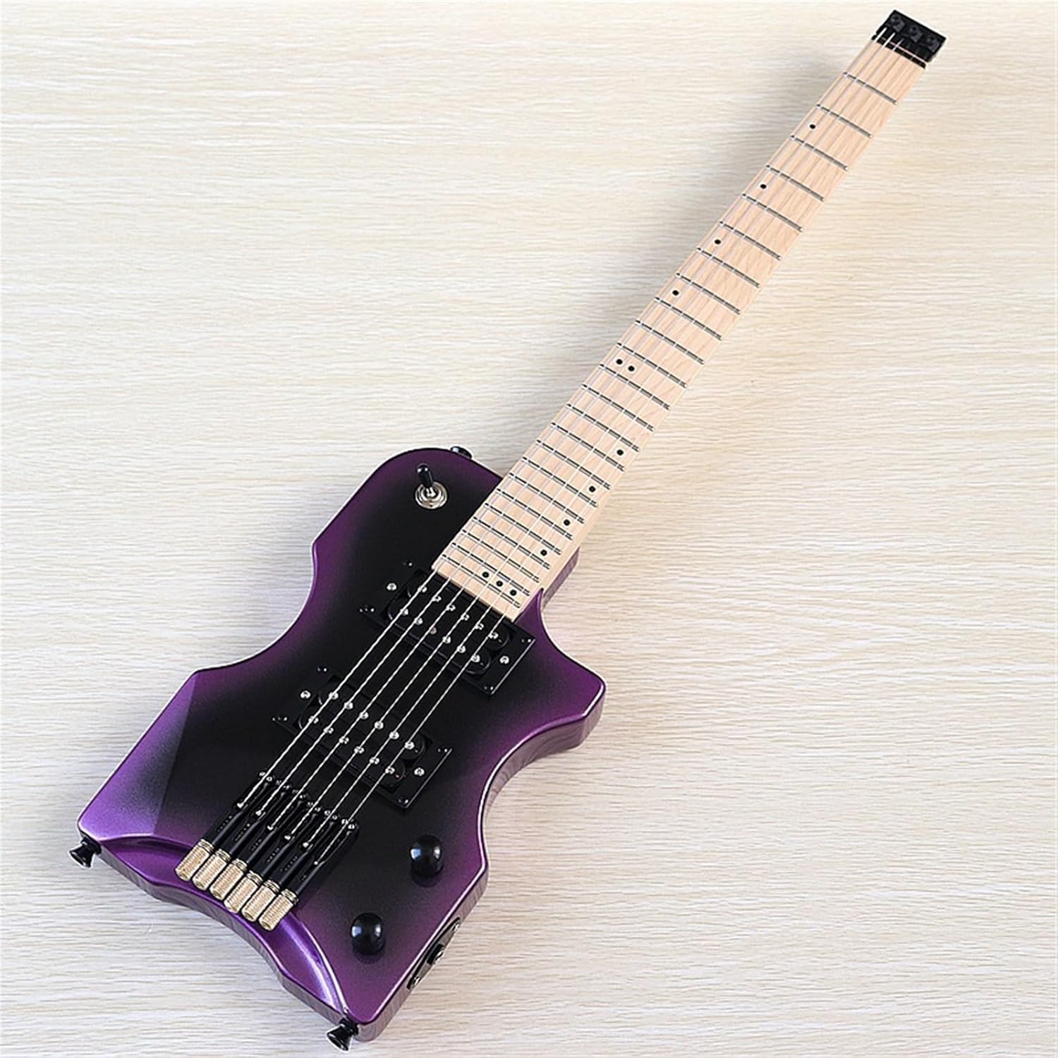 High Gloss Travel Headless Electric Guitar 30 Inch Solid Basswood Body 6 String Mini Portable Guitar Professional Headless Guitar (Color : 03)