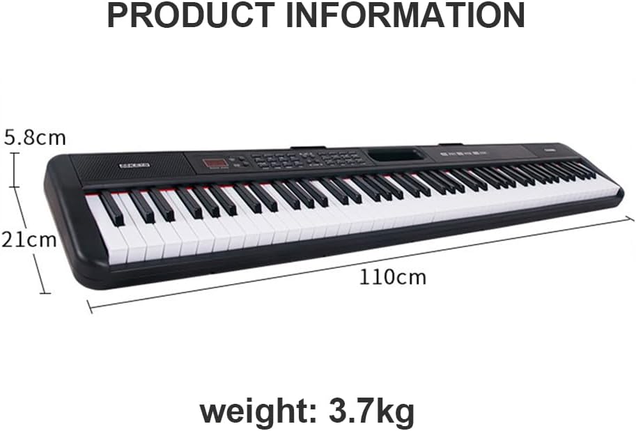 Portable 88-Key Electric Piano, Imitating Heavy Hammer Keyboard, LED Dual Power Supply Mode, Suitable for Outdoor Parties and Stage Performances
