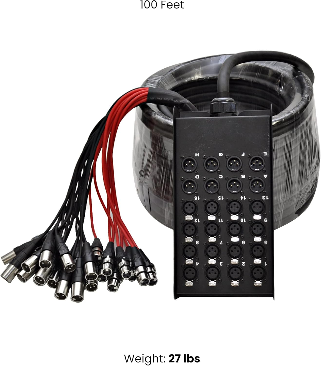 Seismic Audio Speakers 16 Channel Low Profile XLR Send Circuit Board Snake Cable, XLR Splitter Cable, 100 Feet