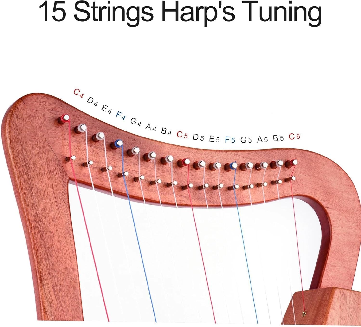 Lyre Harp Set 15-String Lyre Harp Wooden String Instrument With Bag Strap Cloth Tuning Wrench Pickup For Beginners