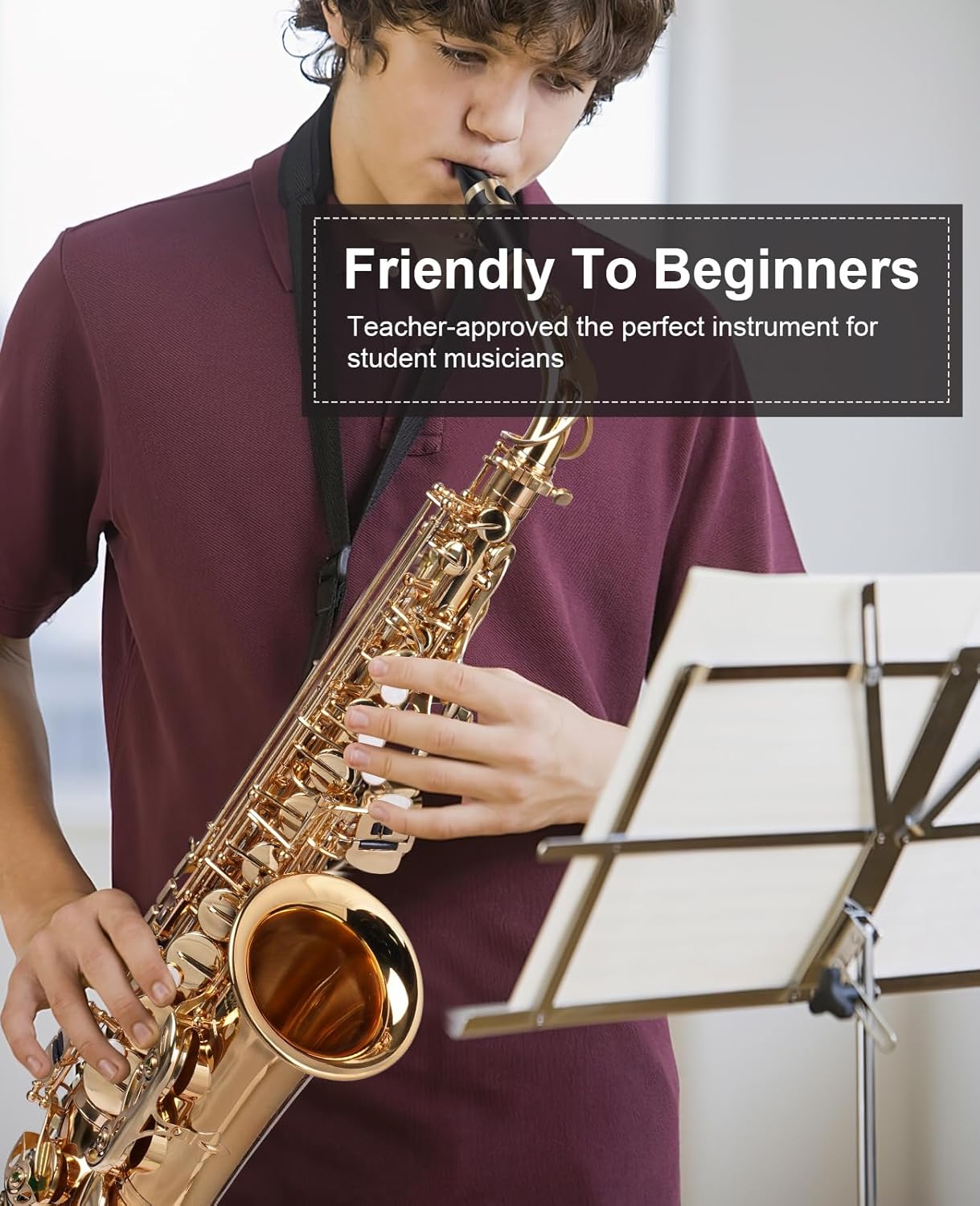 Eb Alto Saxophone - Beginner to Professional, Gold Finish, Adult Size