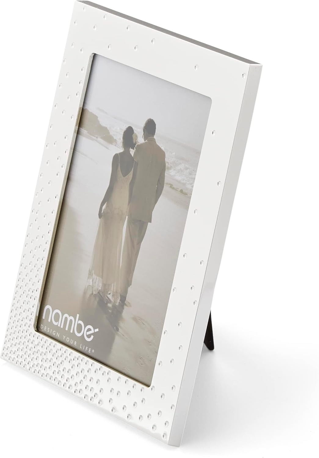 Nambé Dazzle Picture Frame, 5 x 7 Inch Silver-Plated Photo Holder - Elegant Glass & Silver Frame for Tabletop Display, Wedding, or Home Décor - Contemporary Metallic Design Reflecting Light Like Stars