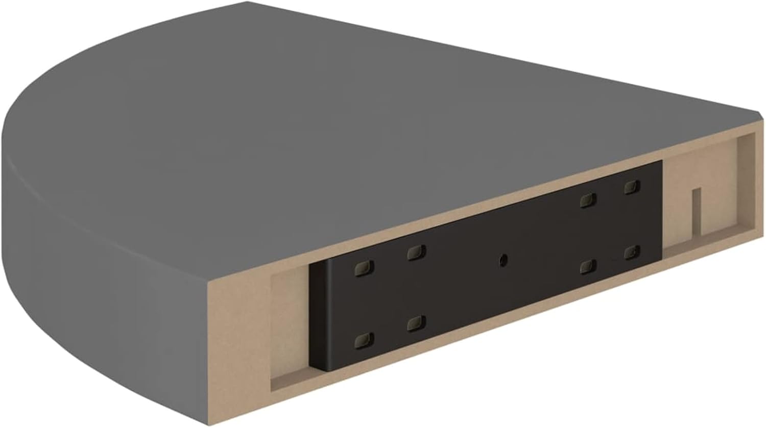 4 pcs Floating Corner Shelf High Gloss Gray, Wall Mount Round End Floating Shelf Display Shelf Storage for Bathroom Bedroom Kitchen Living Room Office 9.8