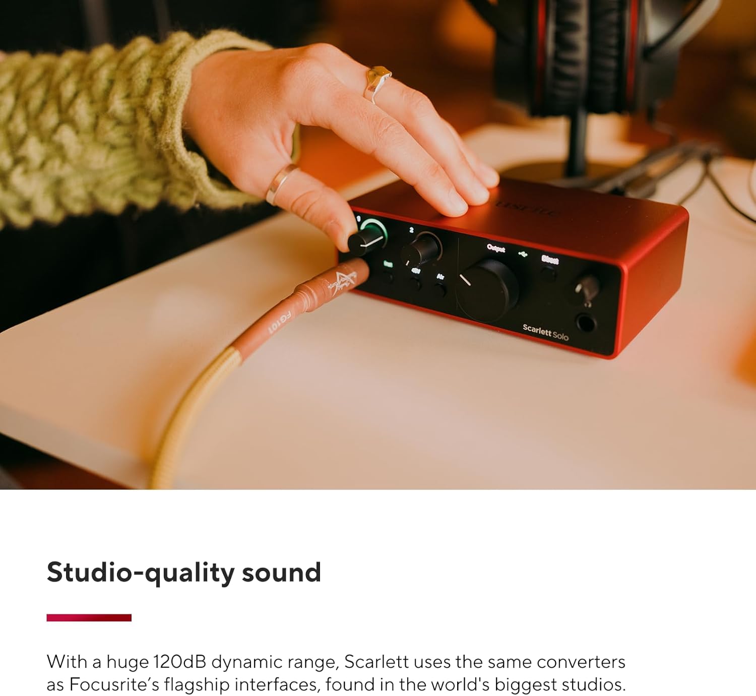 Focusrite Scarlett Solo 4th Gen USB Audio Interface, for the Guitarist, Vocalist, or Producer — High-Fidelity, Studio Quality Recording, and All the Software You Need to Record (Renewed)