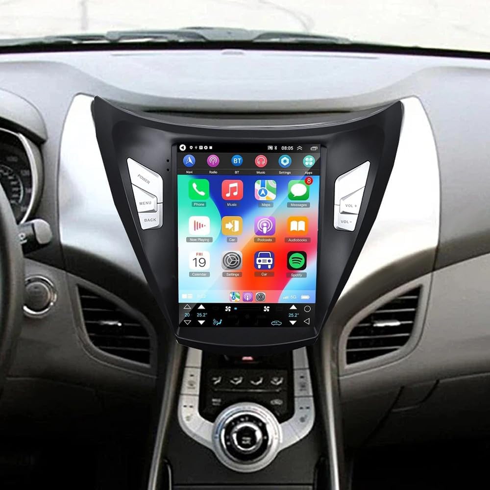 9.7 Inch Android 14 Car Stereo for Hyundai Elantra 2011-2013, 4+64G Touchscreen Radio for Hyundai Elantra Radio Upgrade Head Unit with Wireless Carplay Bluetooth GPS WiFi FM Radio AHD Backup Camera