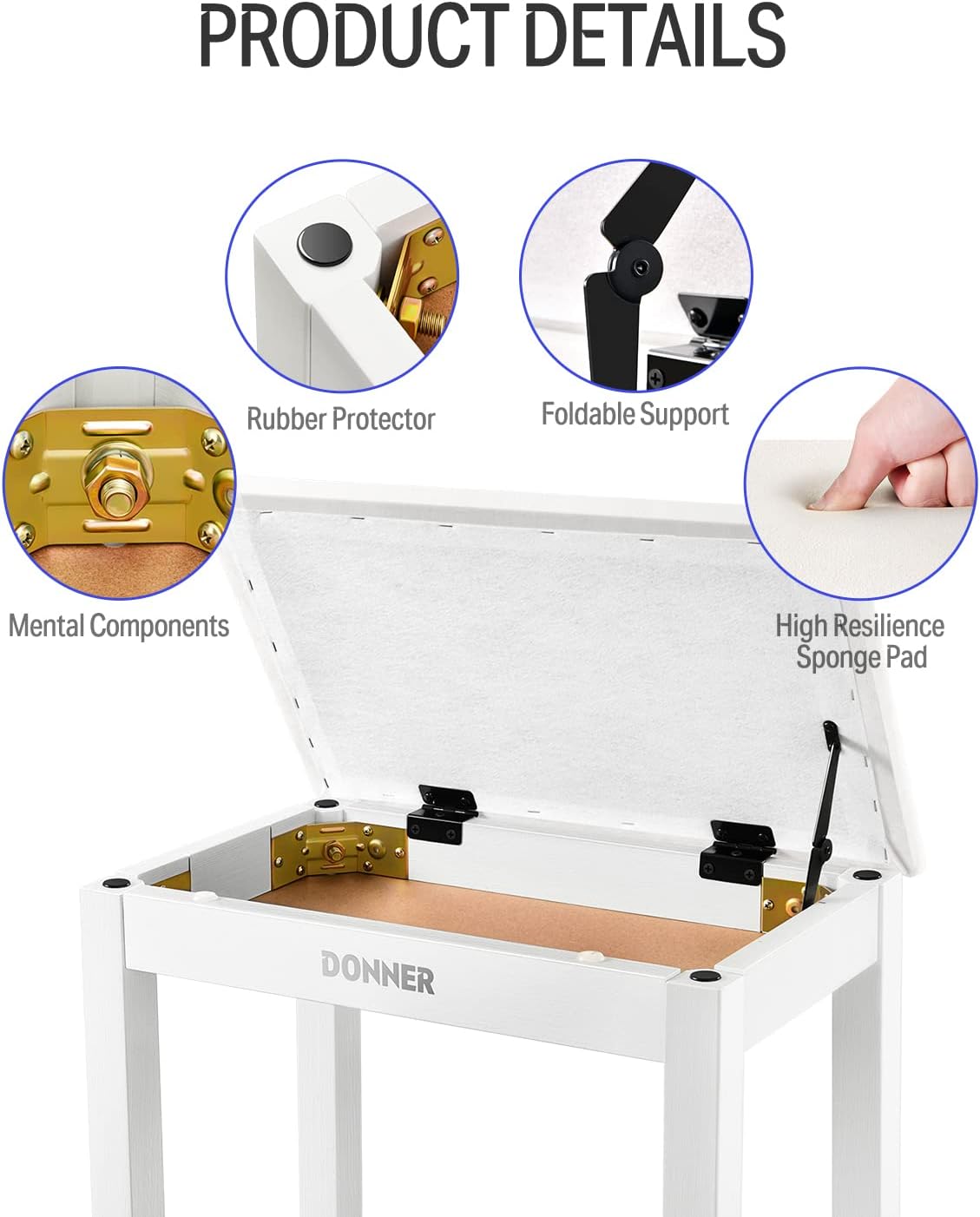 Donner DDP-80 PLUS Digital Piano + White Piano Bench