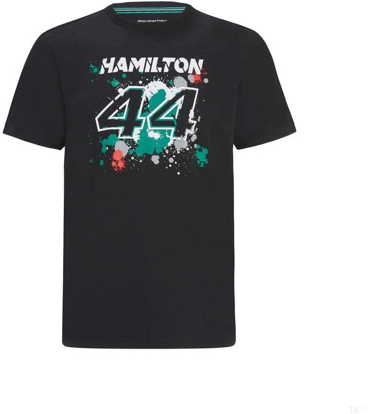 Mercedes AMG Petronas Formula One Team - Official Formula 1 Merchandise - Lewis Hamilton #44 Sports T-Shirt - Black - XL
