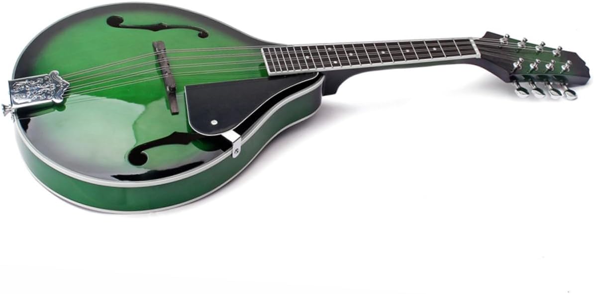 String Basswood Mandolin Green A Style with Adjustable Bridge and Fingerboard Steel Strings Musical Instrument for Beginners and Music Lovers
