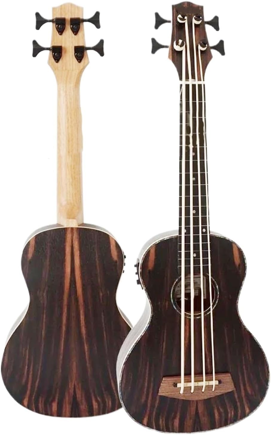 Adult Ukulele 30 Inch Ebony Body Electric Bass Ukulele Fretless U-Shaped Bass Guitar Musical Instrument Ukulele