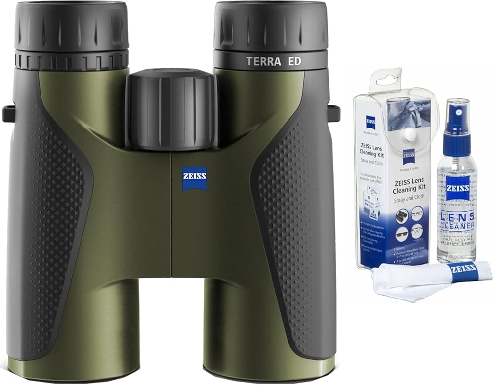 Zeiss 10x42 Terra ED Binoculars (Green) and Zeiss Cleaning Kit Bundle (2 Items)