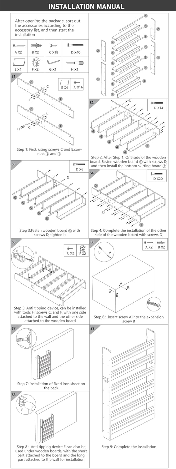 Behind The Door Bookshelf, Wooden Kids Bookshelf 6-Tier Organizer for Books and Toy Storage Wall Mount for Adult Space-Saving Book Shelf in Bedroom, Living Room, Playroom Wood