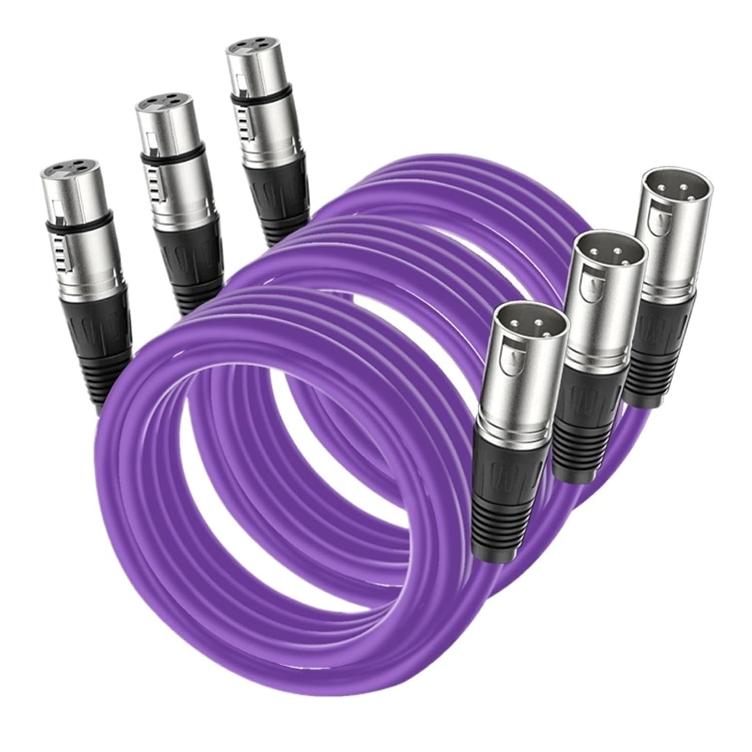 XLR Audio Cables 3Pack Microphone Cable Mic Cord XLR Male to Female Adapter Microphone Cord 3-Pin Stage & Studio with Soft PVC(Purple-Pack of 3,5m)