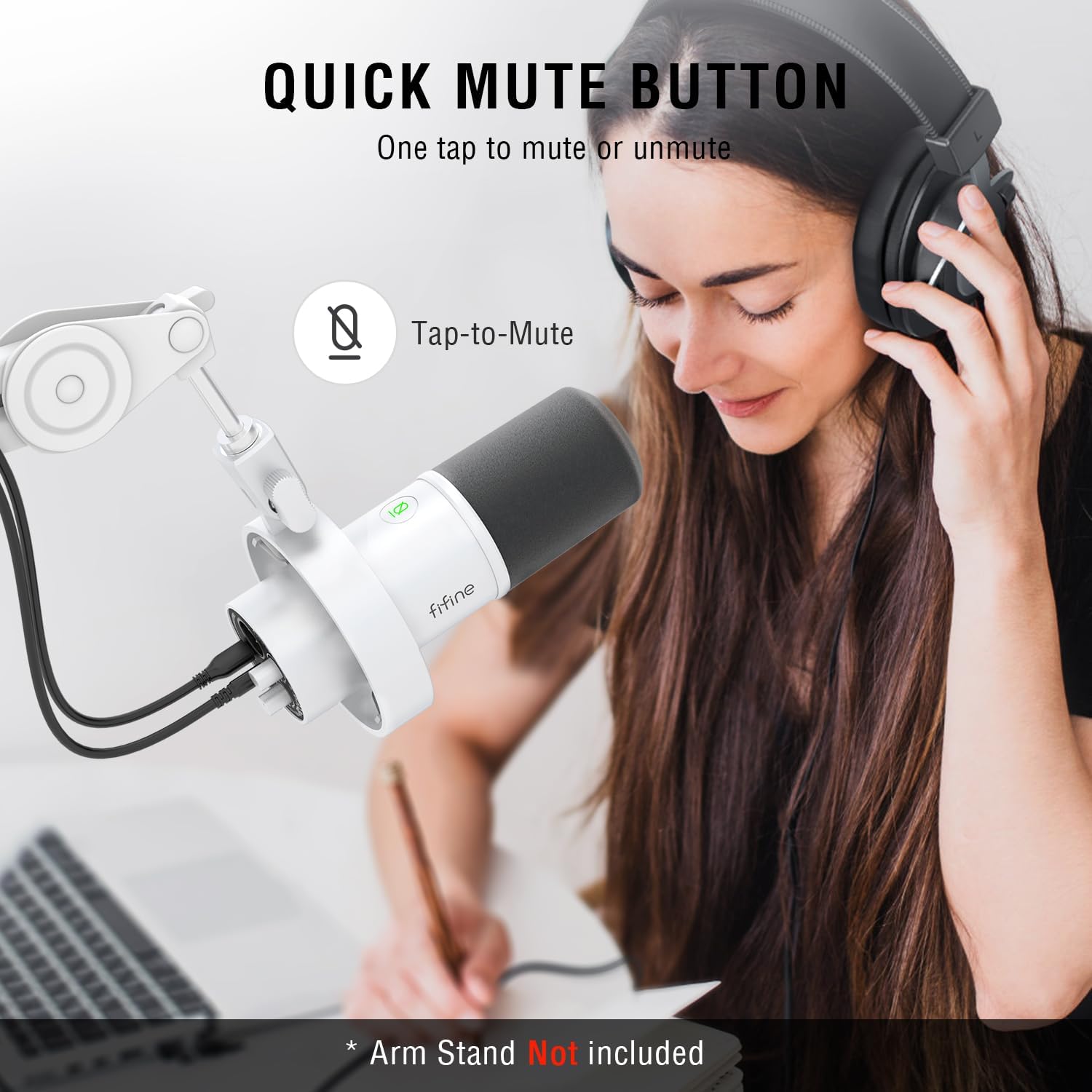 FIFINE USB PC Podcast Microphone Bundle with Gaming Headset, XLR/USB Dynamic Mic with Tap-to-Mute, 3.5mm Headphones Jack, Streaming Over-Ear Wired Headphones for PC PS4/5 Game Console (K688W+H9W)