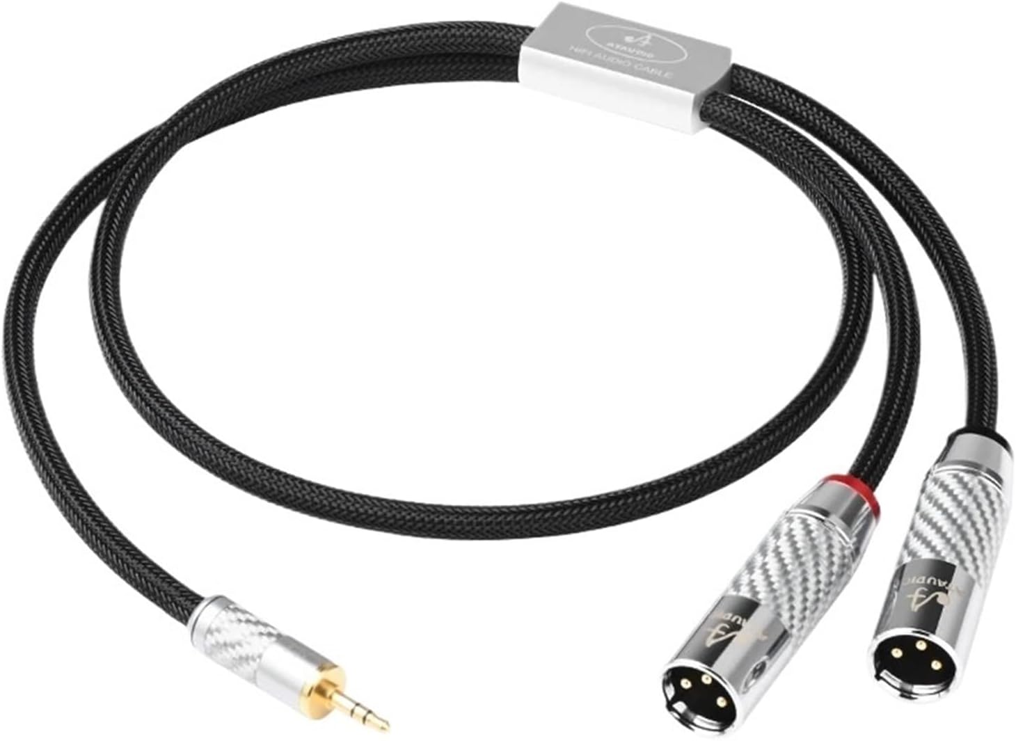 OCC Core 3.5mm to 2XLR Audio Cable Carbon Fiber Gold Plated Plug Stereo 3.5 Jack to 2XLR Male/Female AMP Mixer Cable(3.5 to 2XLR Male,1m)