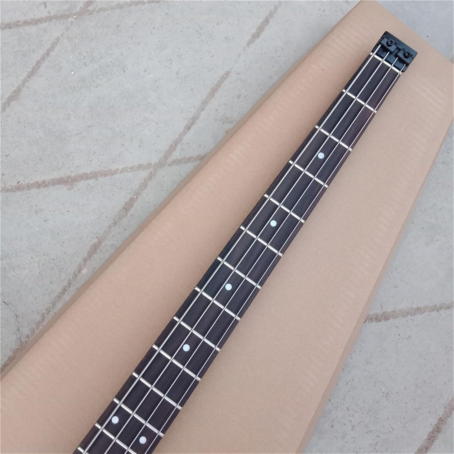 VENEKA Headless Electric Guitar Matte Black 41 Inches 4 Strings Headless Electric Bass Guitar Mahogany Body Rosewood Fingerboard