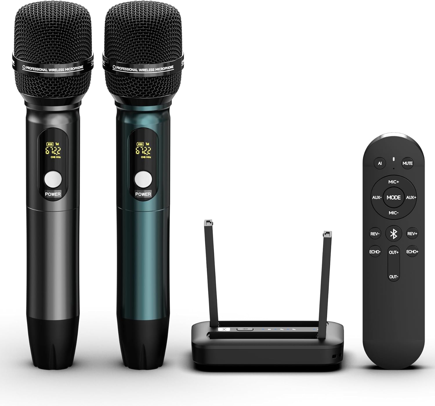 Portable Karaoke Machine with AI Voice Removal & Studio-Grade Reverb - Wireless Microphones System, Bluetooth 5.0, UHF Mics for Home Singing