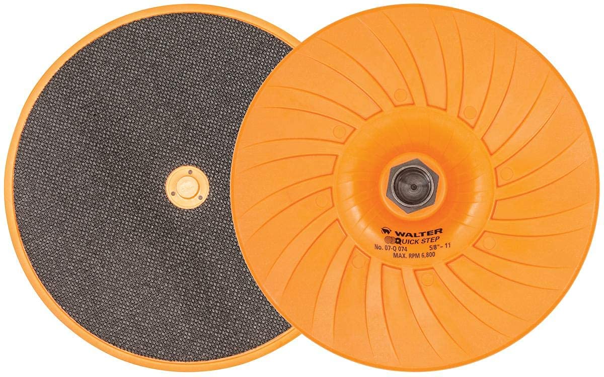 Walter 07Q074 Quick-Step Backing Pad - 7 in. Velcro Backer Pad with Centering Pin, Hook-Loop System for Surface Finishing Discs