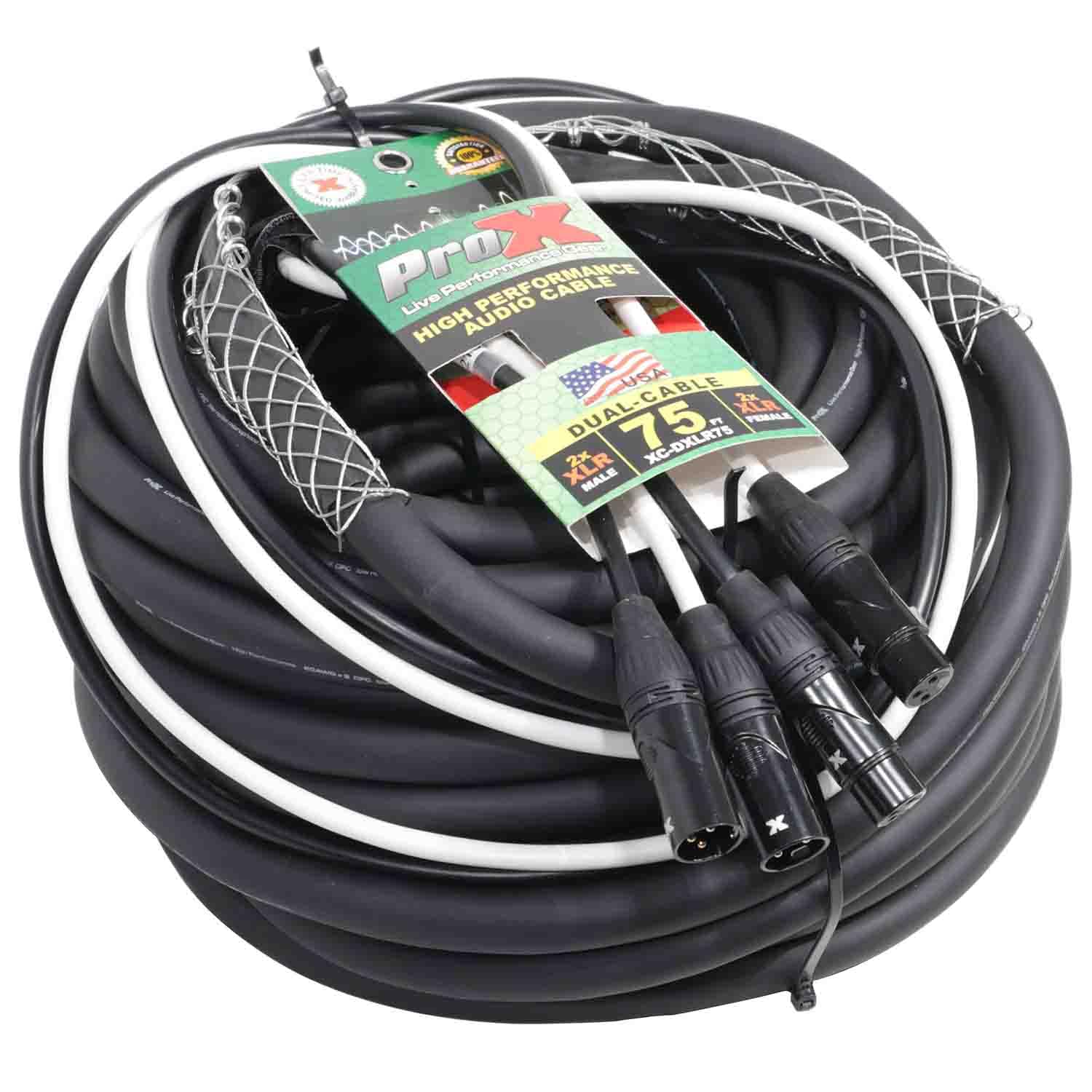 Prox XC-DXLR75 Balanced Dual XLR-M to Dual XLR-F High Performance Audio Cable - 75 Feet