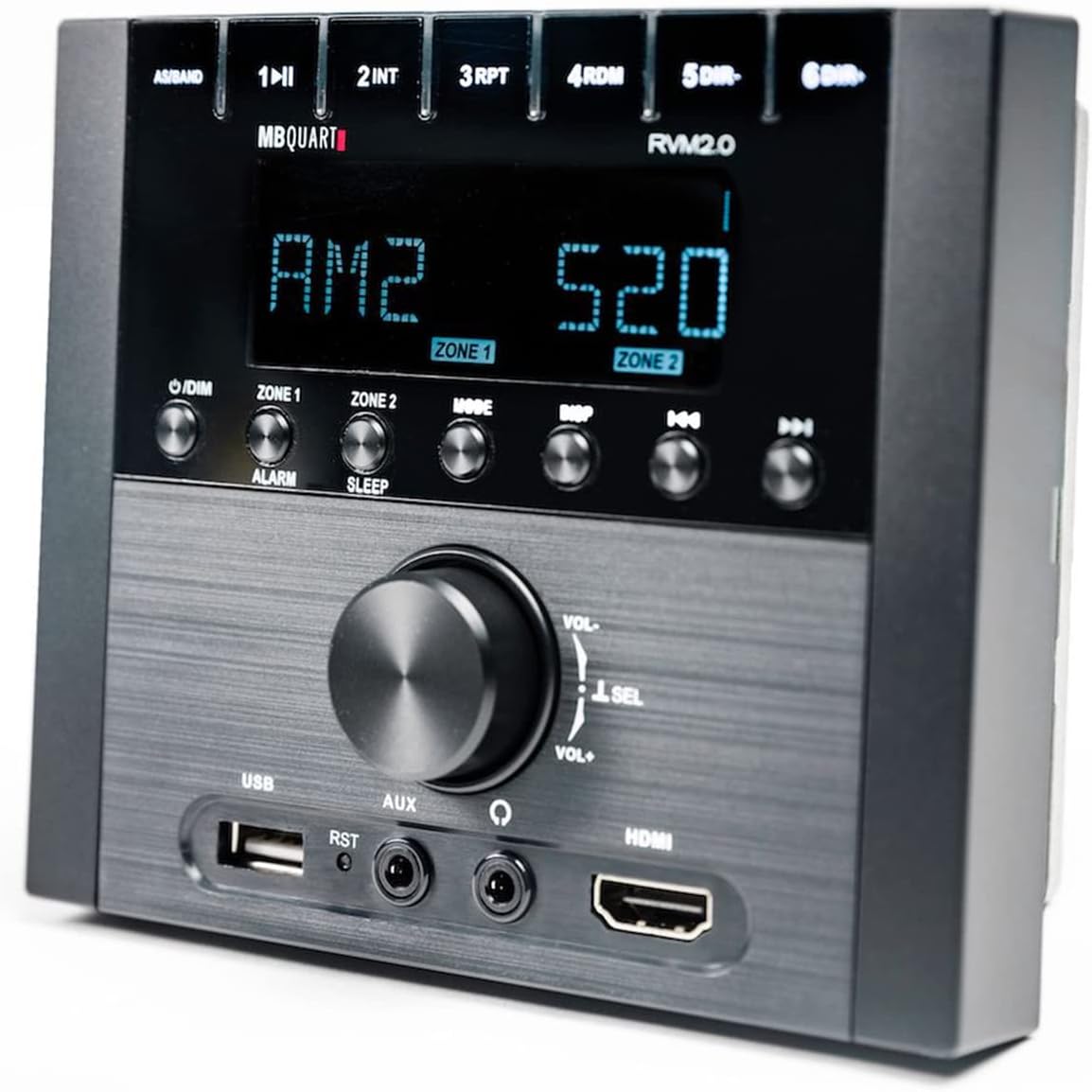 MB Quart RVM2.0 RV in Dash Compact Mechless Source Unit with AM/FM, Bluetooth, RCA, USB, and HDMI for Audio and Visual Media Connection