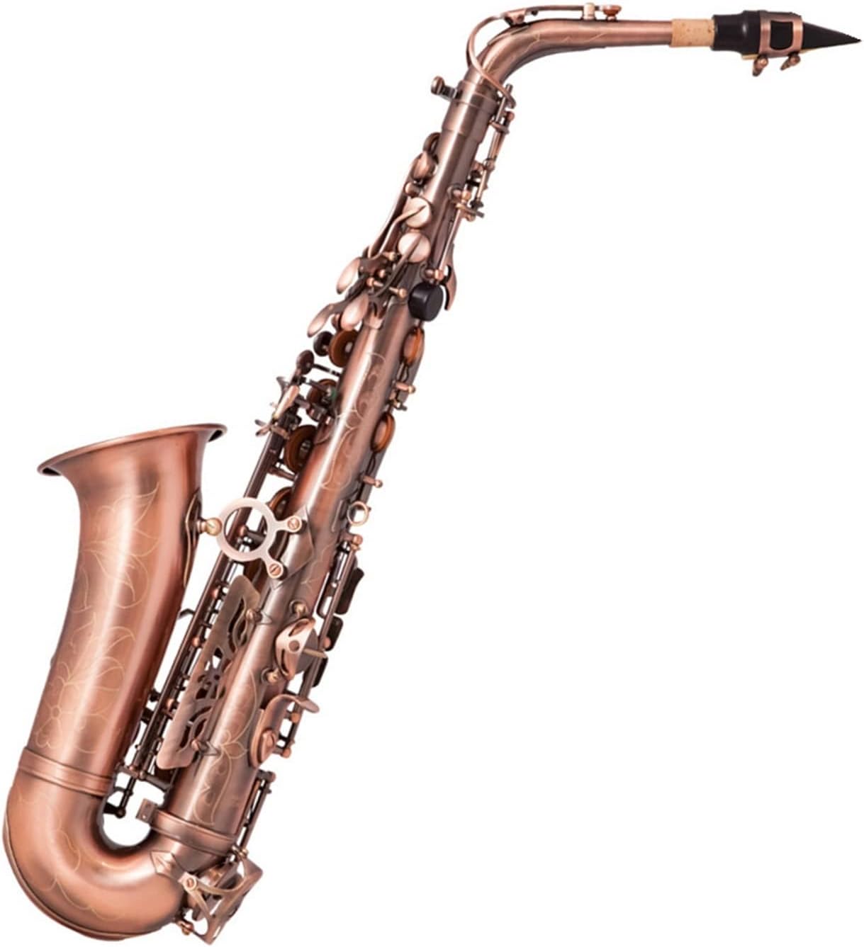 EB Alto Saxophone E-Flat Sax Carved Pattern Woodwind Instrument with Carry Case