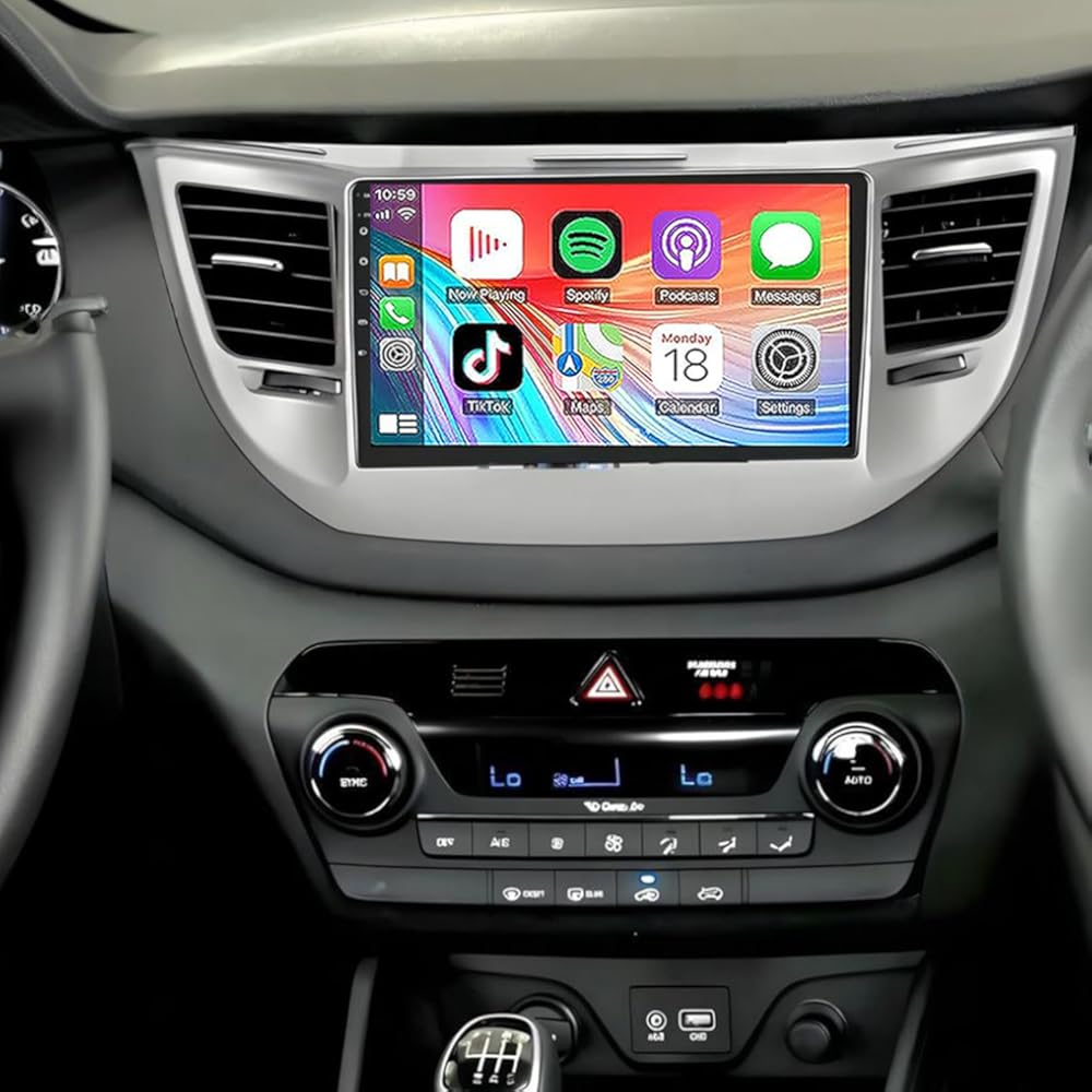 PHEZEN 4G+64G Car Radio for Hyundai Tucson 2015 2016 2017 2018 2019 with with Carplay Android Auto, 9 Inch Touch Screen Stereo for Hyundai Tucson WiFi GPS Navigation Bluetooth AHD Backup Camera