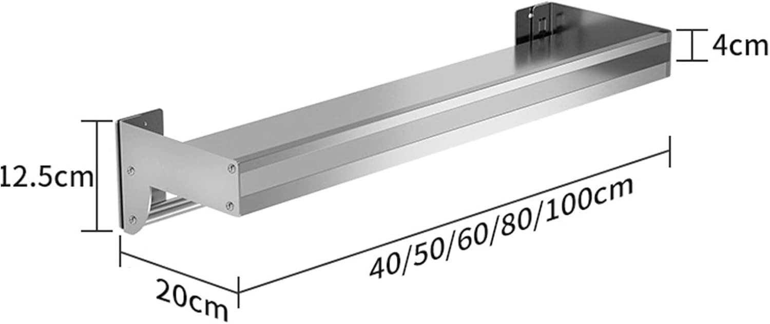 Stainless Steel Metal Shelving Microwave Oven Shelf, Wall Mount Multifunctional Shelving Stand Holder Kitchen Spice Rack, Bracket Bathroom Organizer Shower Caddy Storage, for Bar/Laundry/Garage