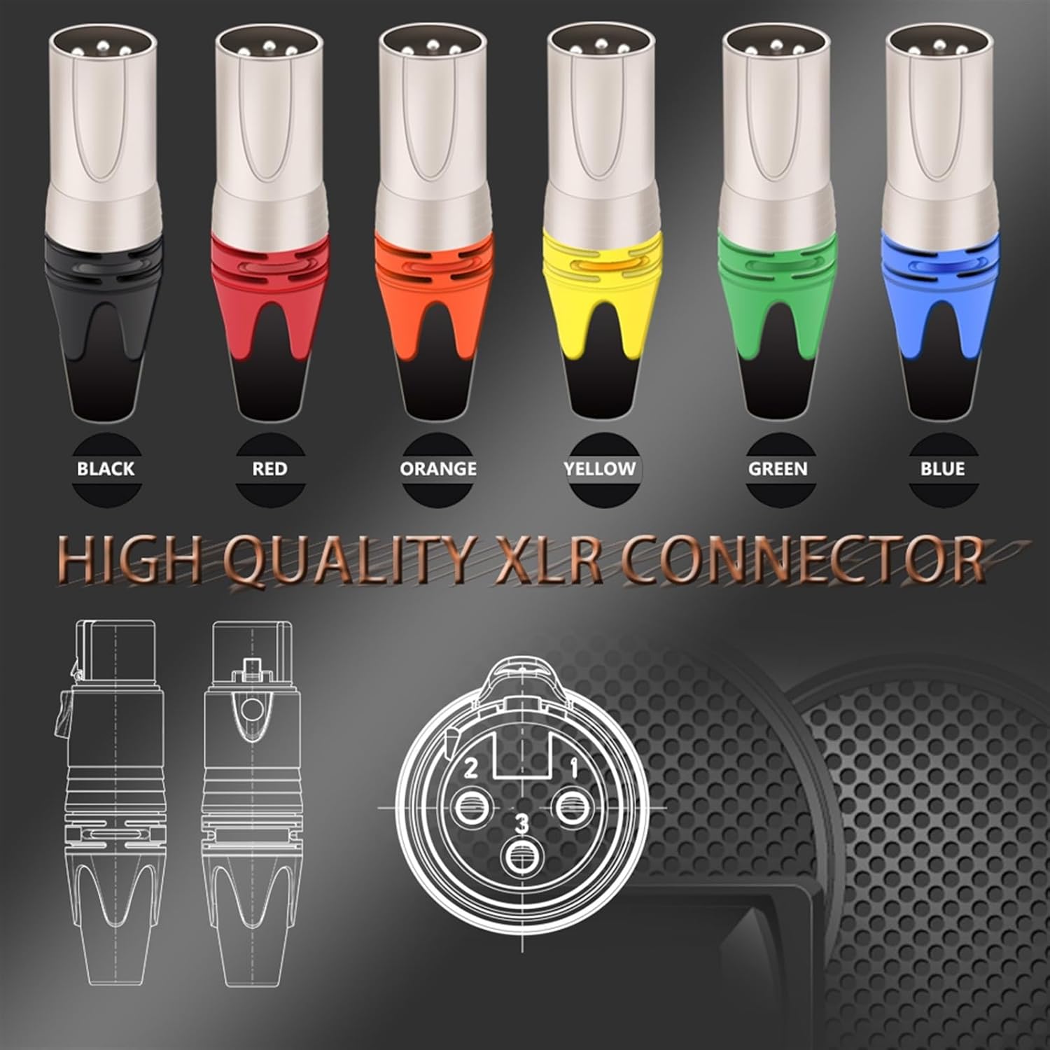 20Pcs/10sets 3 Pin XLR Female Jack Male Plug Professional 3 Pole XLR Socket Plug Microphone Cable Terminal Wire Connector Silver (Color : 10xM 10xF-Green-S)