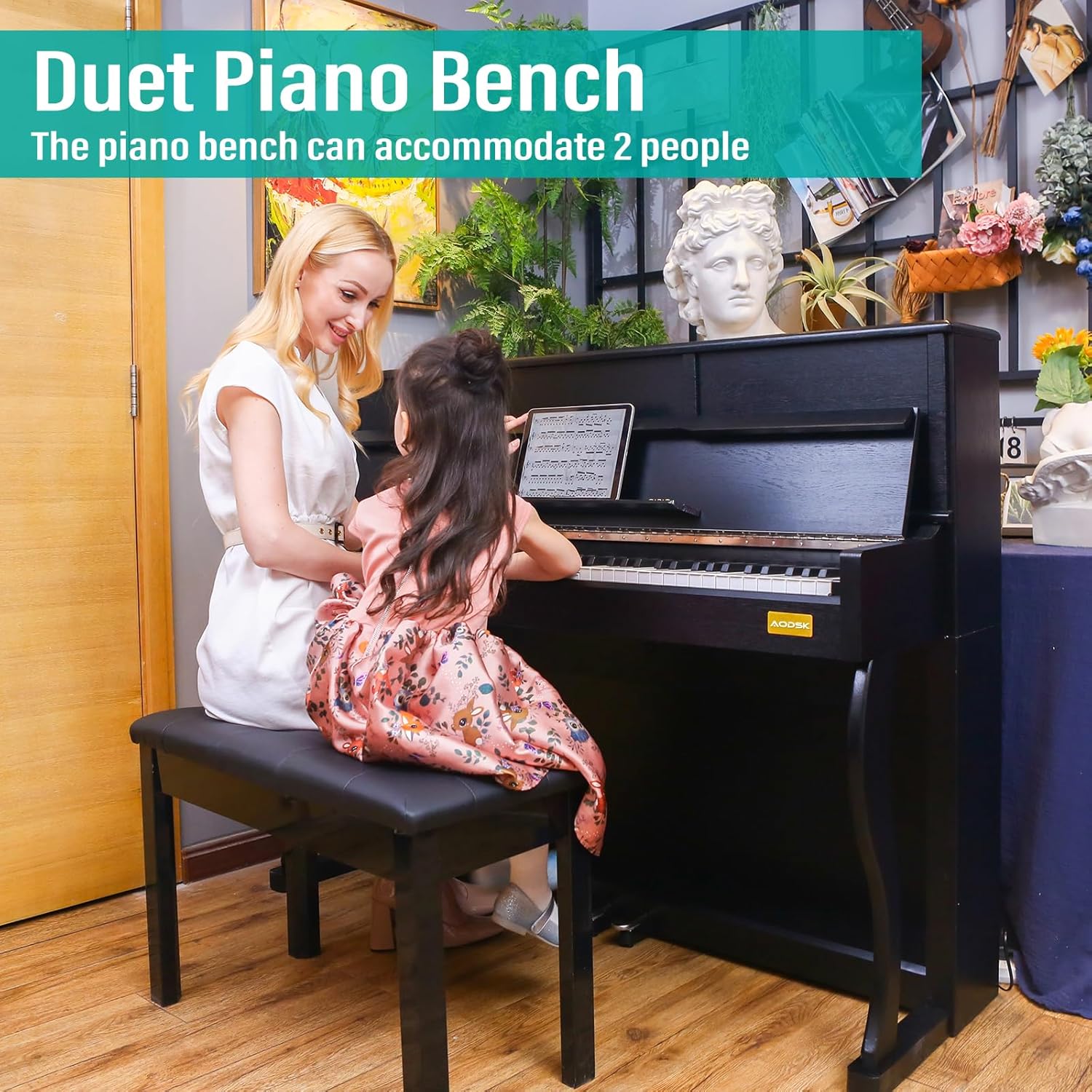 AODSK B-85 Digital Piano, 88 Keys Electric Keyboard Piano for Beginner+Wooden Duet Piano Bench