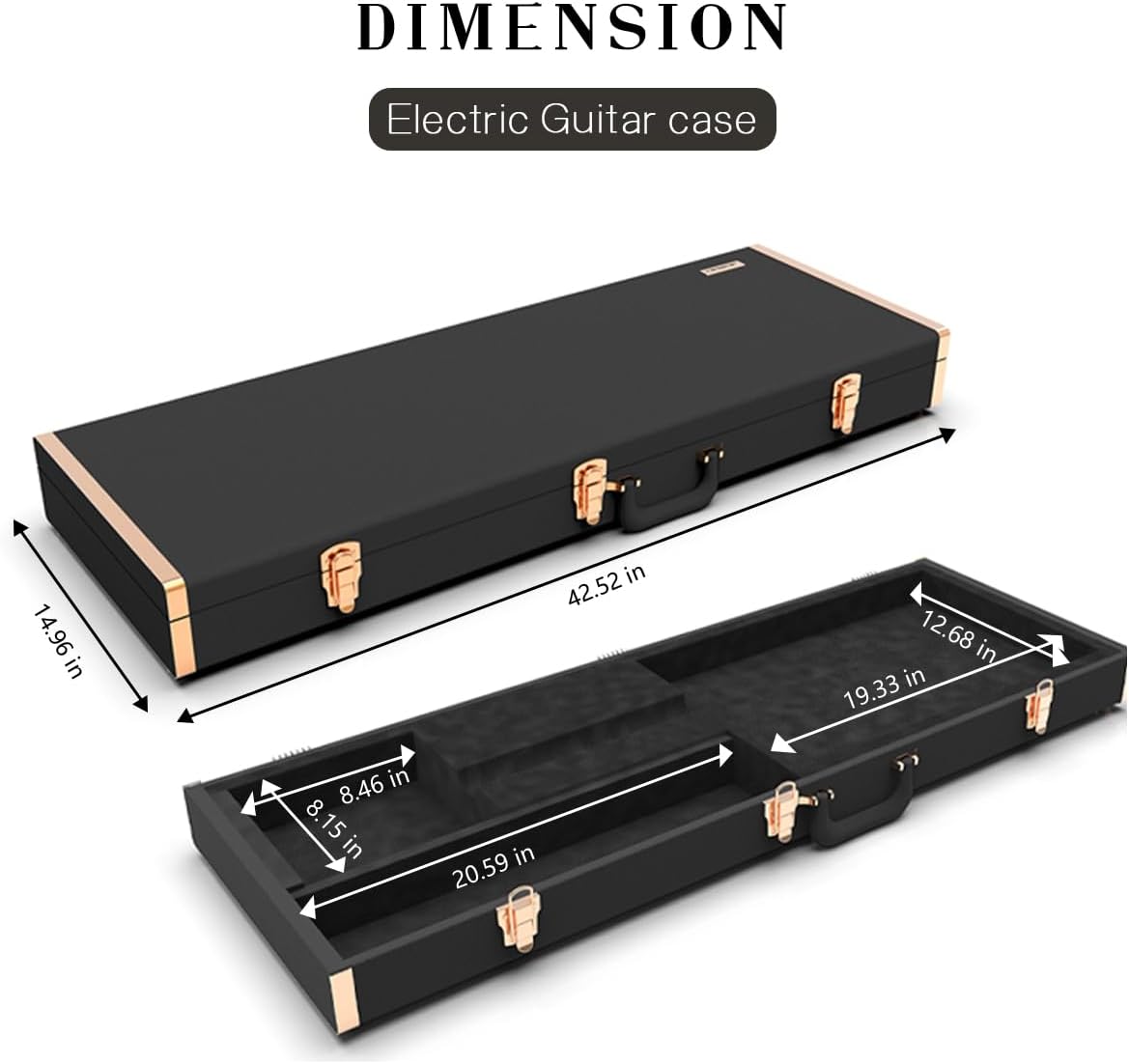 Electric Guitar Case Hard Case with Lock, For Fender Stratocaster/Telecaster and Standard Size Guitar, Interior AccessoryCompartment, Interior Plush Liner (Guitar case+multiple accessories, orange)