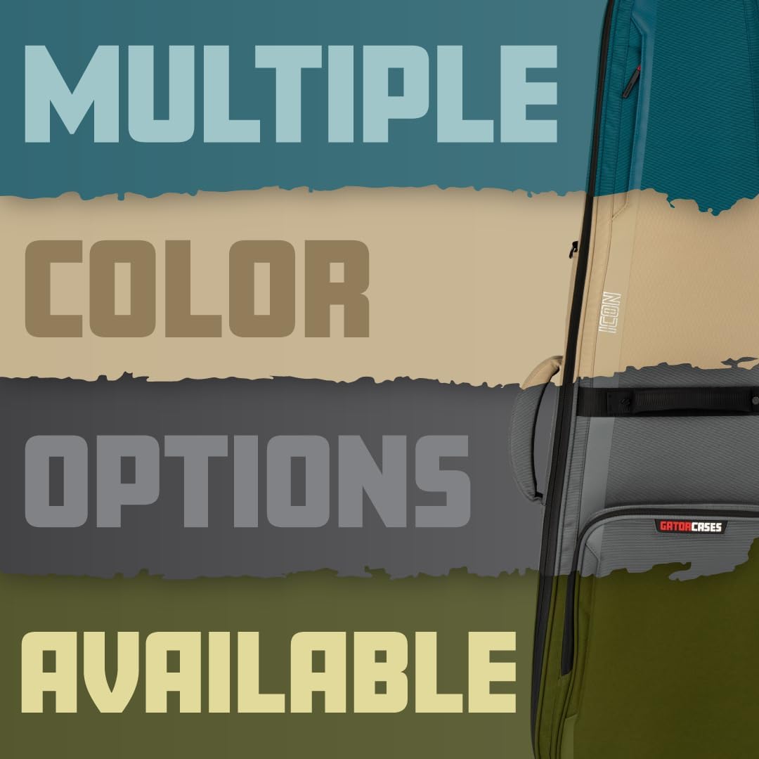 Gator Cases ICON Series Premium Weather Resistant Gig Bag for Bass Guitars with TSA Luggage Lock-Friendly Zipper Pulls, Black (G-ICONBASS)