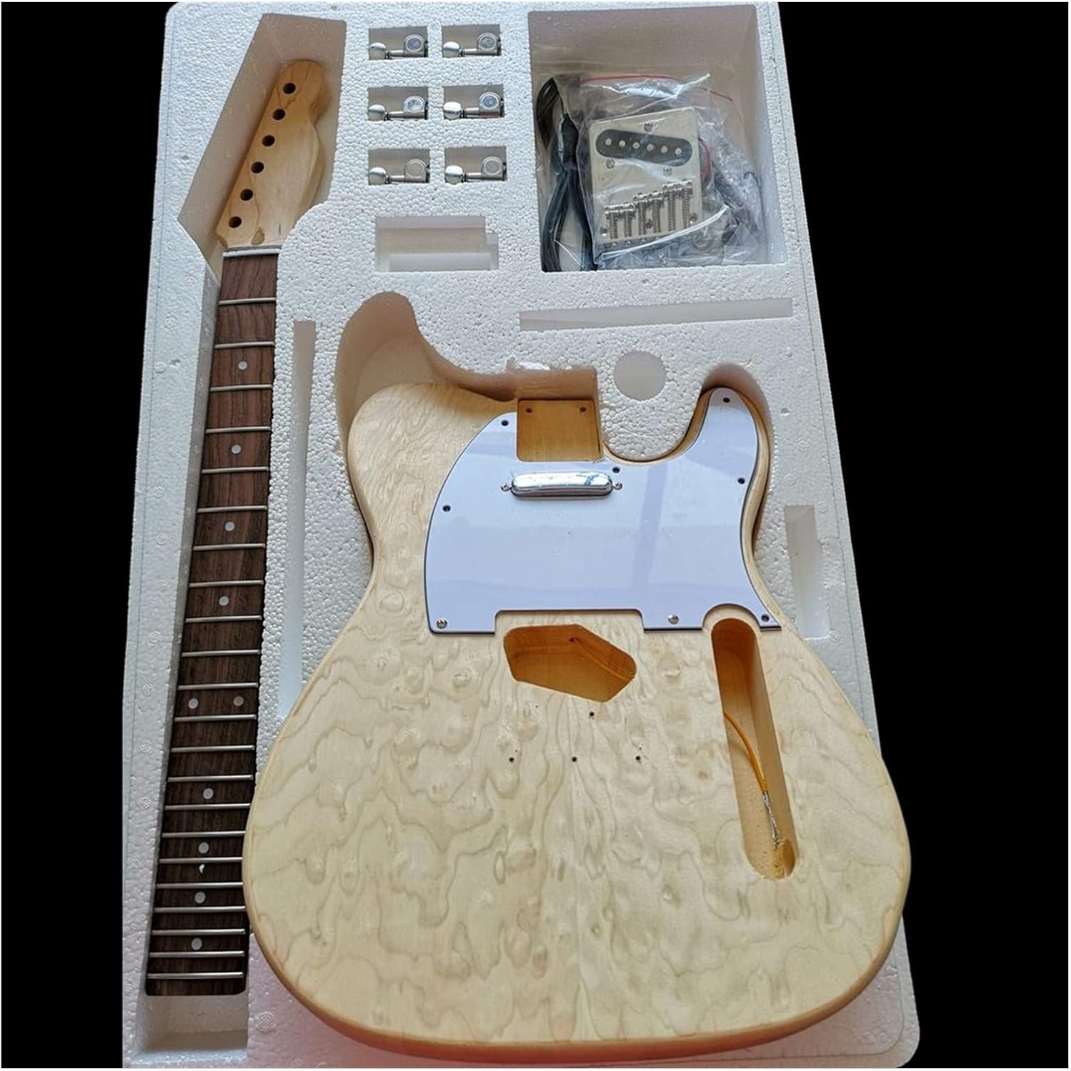 Water Ripple Electric Guitar Making Material Accessories Solid Wood Leather Basswood Body DIY Combination Kit DIY Guitar Kit (Color : 12)