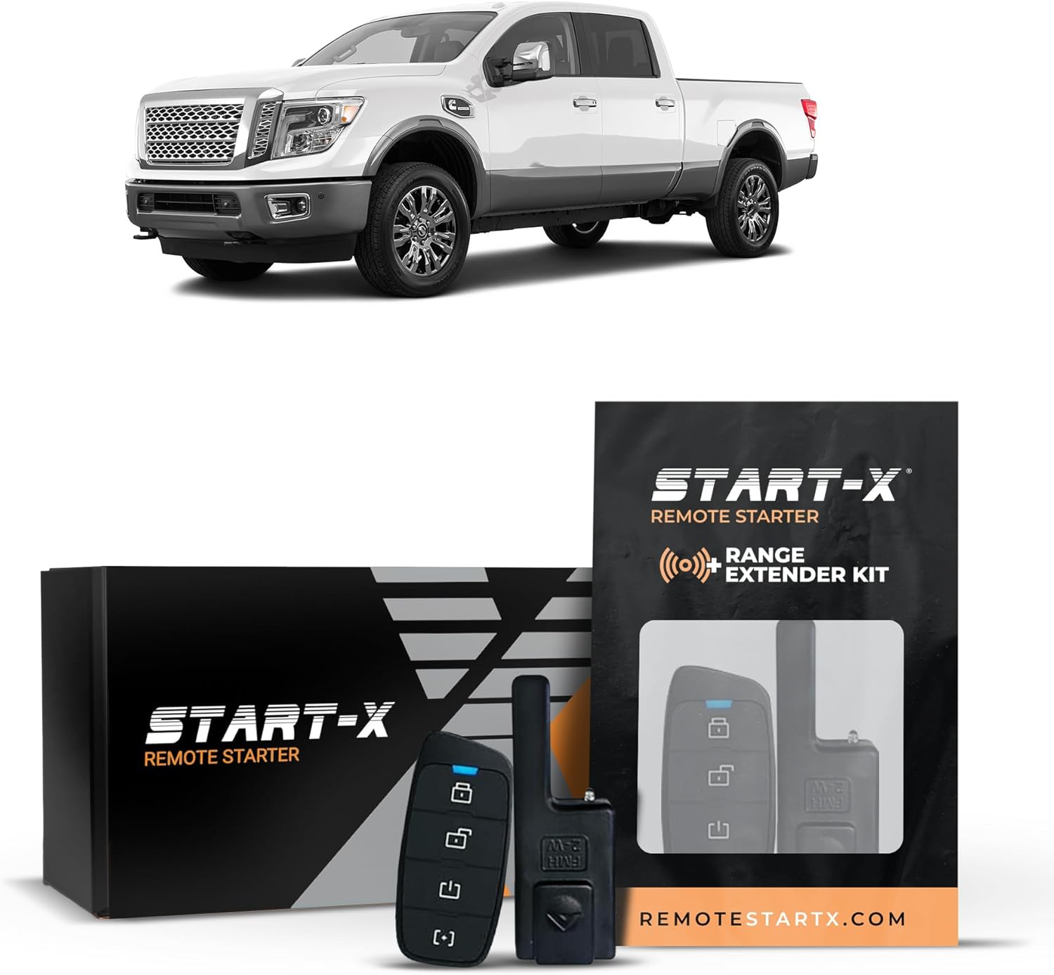 Start-X Remote Starter Kit + 3000ft 2 Way Range Extender for Nissan Titan (2016, 2017, 2018, 2019, 2020, 2021, 2022, 2023) Trucks with Push-to-Start Ignition